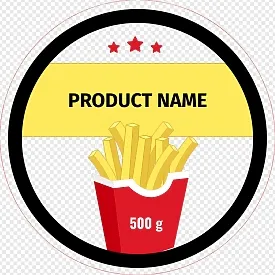 Label template for French fries packaging