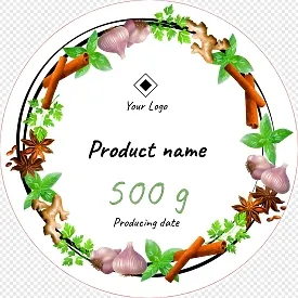 Label template for a spice jar